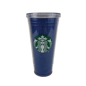 2018 Starbucks Mermaid Logo TUMBLER Venti Blue Sparkle Glitter  w/Lid 20 oz